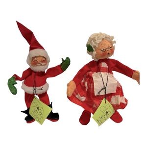 Vintage 1971 Annalee Mobilitee Santa And Mrs. Claus Christmas Dolls Holiday